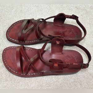 Jerusalem Sandals Handmade Womens Size 38 Cherry Brown Buckle